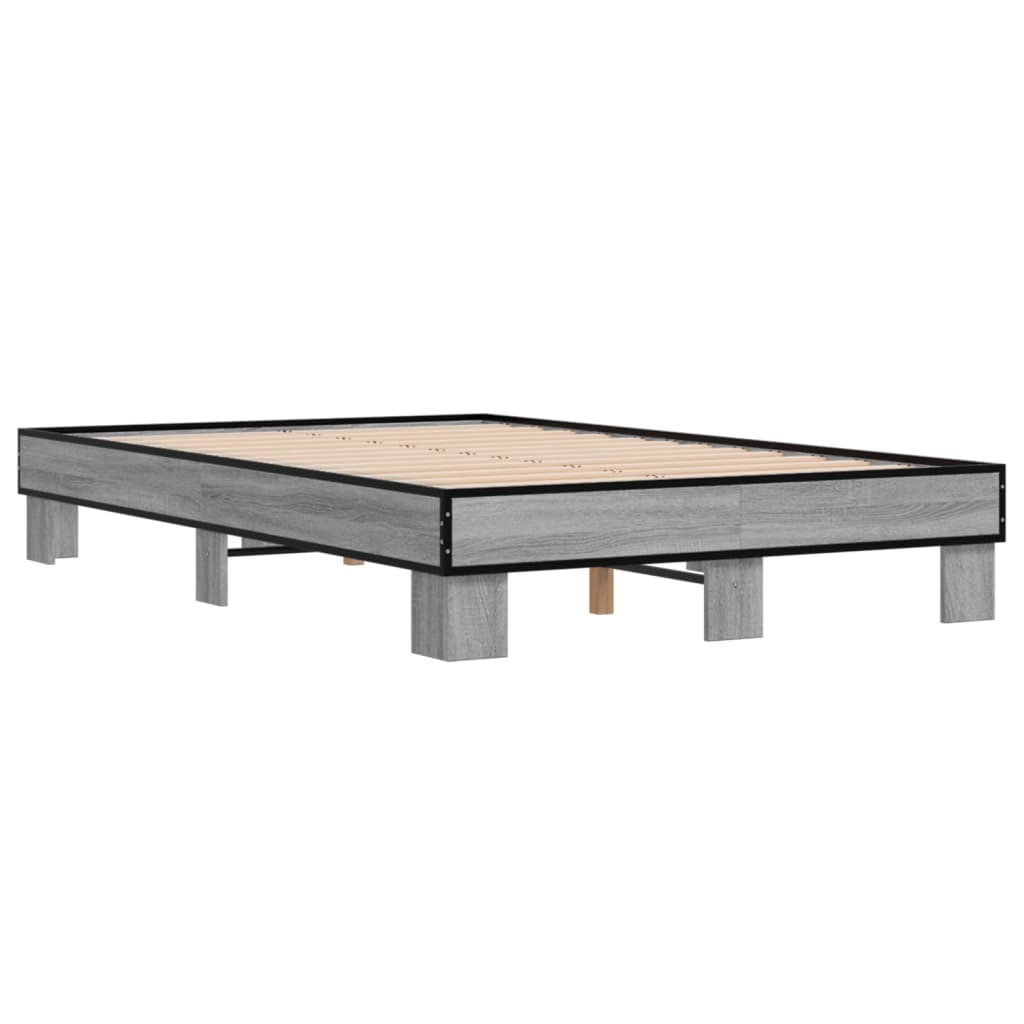 Πλαίσιο Κρεβατιού Γκρι Sonoma 135x190 εκ. Επεξ. Ξύλο & Μέταλλο
