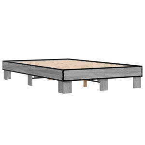 Πλαίσιο Κρεβατιού Γκρι Sonoma 135x190 εκ. Επεξ. Ξύλο & Μέταλλο