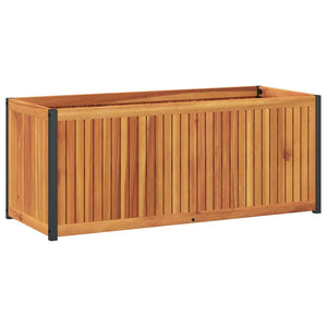 Ζαρντινιέρα Κήπου 110x45x44 εκ. Μασίφ Ξύλο Ακακίας/Ατσάλι
