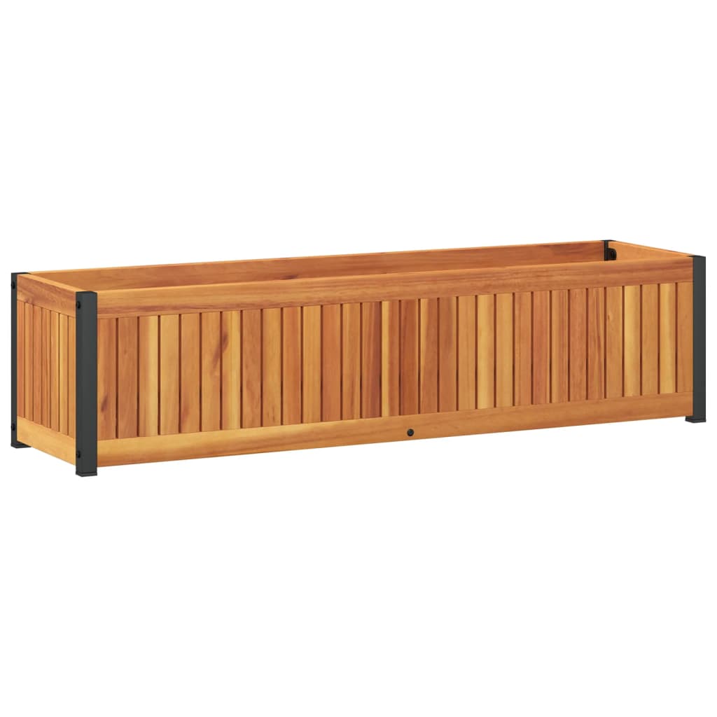 Ζαρντινιέρα Κήπου 110x30x27,5 εκ. Μασίφ Ξύλο Ακακίας/Ατσάλι