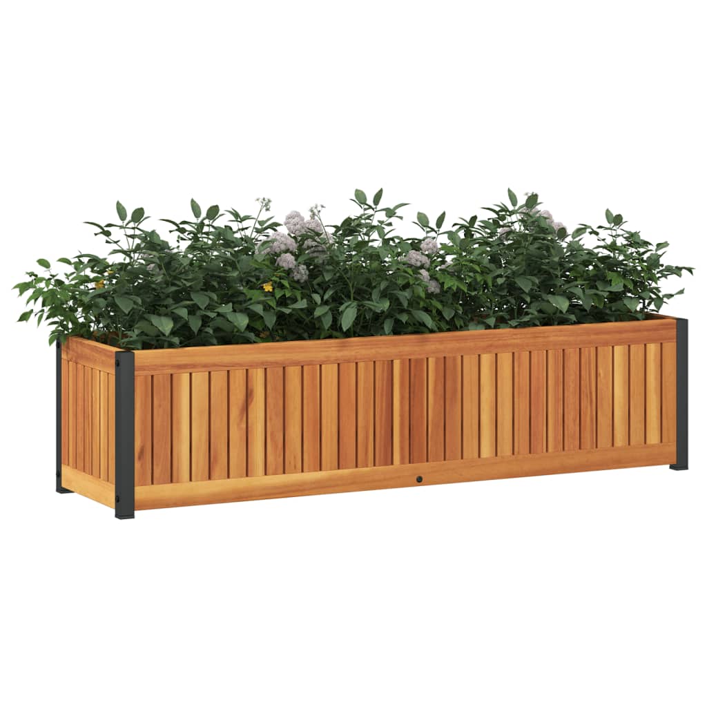 Ζαρντινιέρα Κήπου 110x30x27,5 εκ. Μασίφ Ξύλο Ακακίας/Ατσάλι