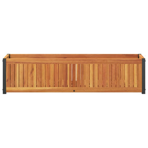 Ζαρντινιέρα Κήπου 110x30x27,5 εκ. Μασίφ Ξύλο Ακακίας/Ατσάλι