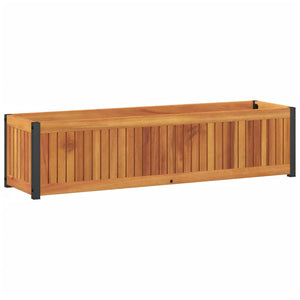 Ζαρντινιέρα Κήπου 110x30x27,5 εκ. Μασίφ Ξύλο Ακακίας/Ατσάλι
