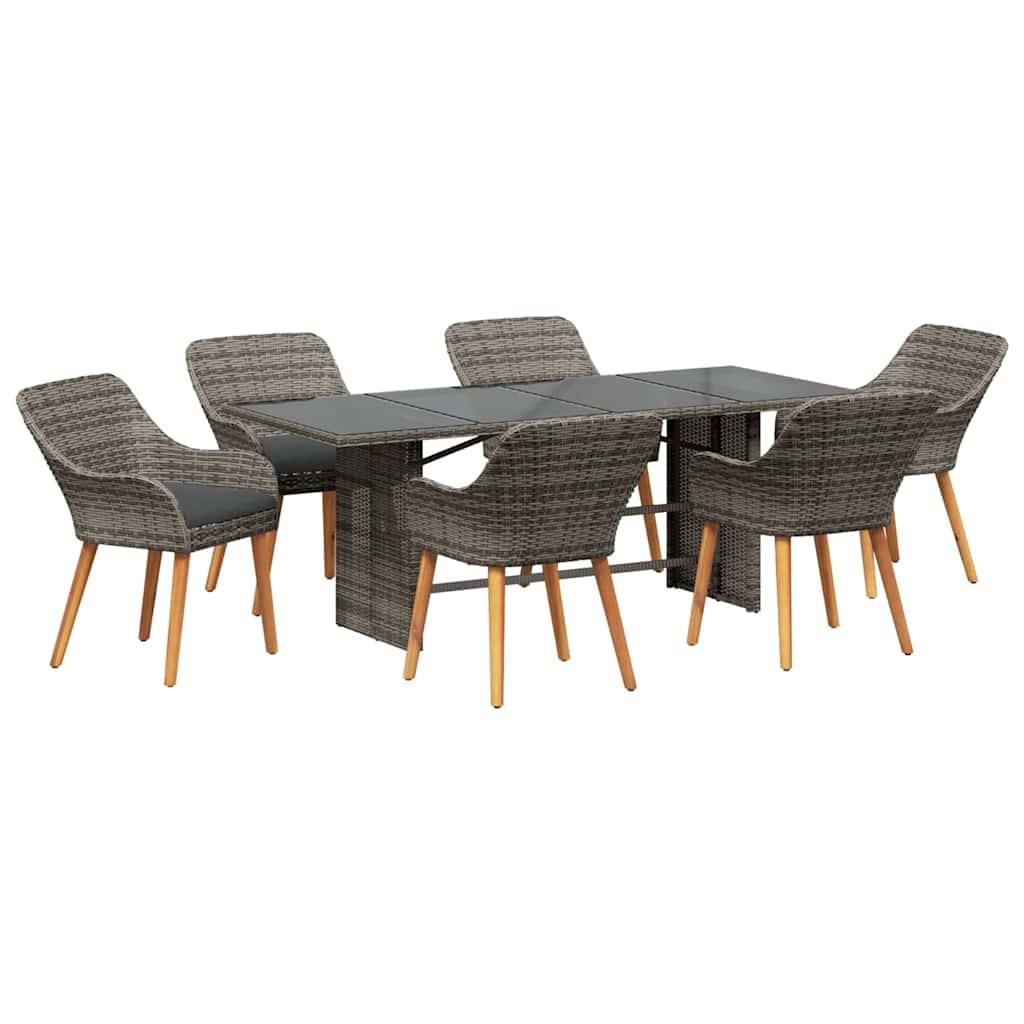 Σέτ φαγητού για κήπο με μαξιλάρι 7 pcs Γκρι συνθετικό ρατάν