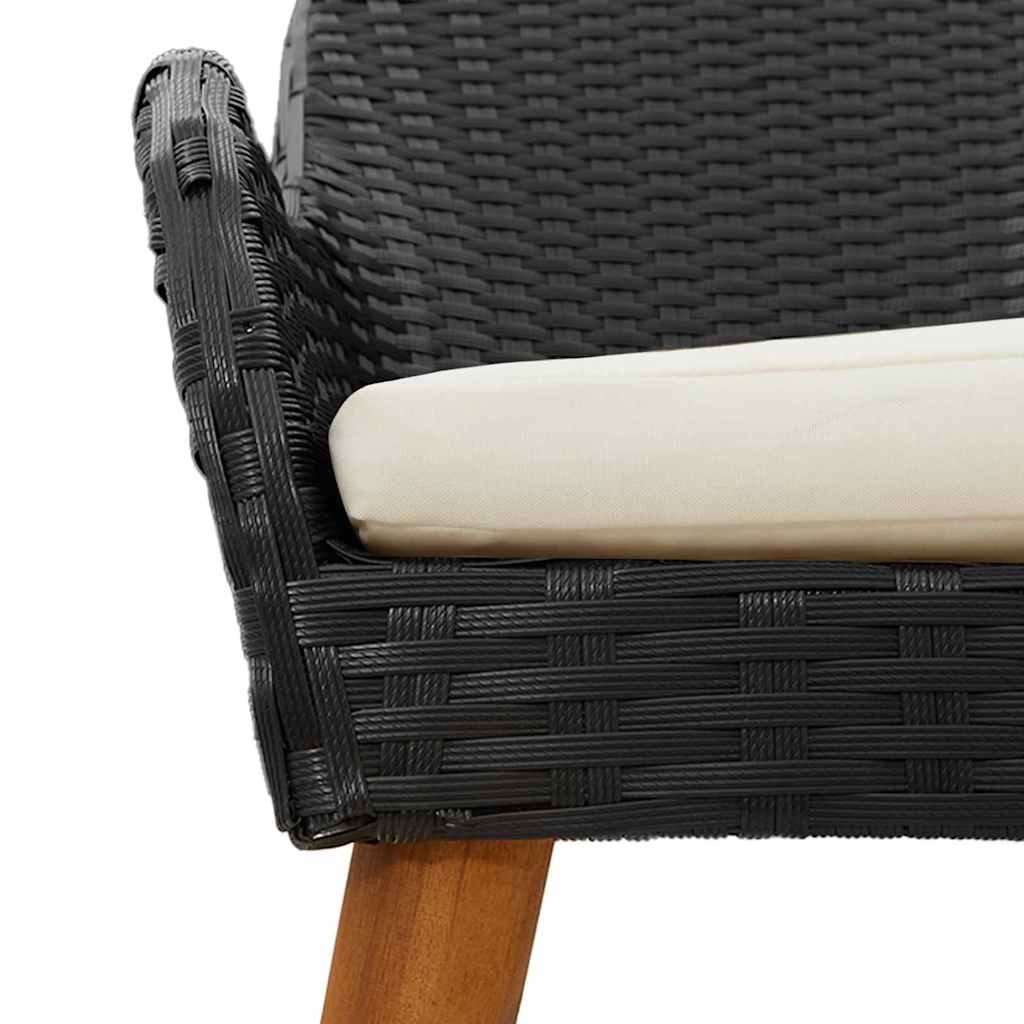 Σέτ φαγητού για κήπο με μαξιλάρι 3 pcs Μαύρο συνθετικό ρατάν