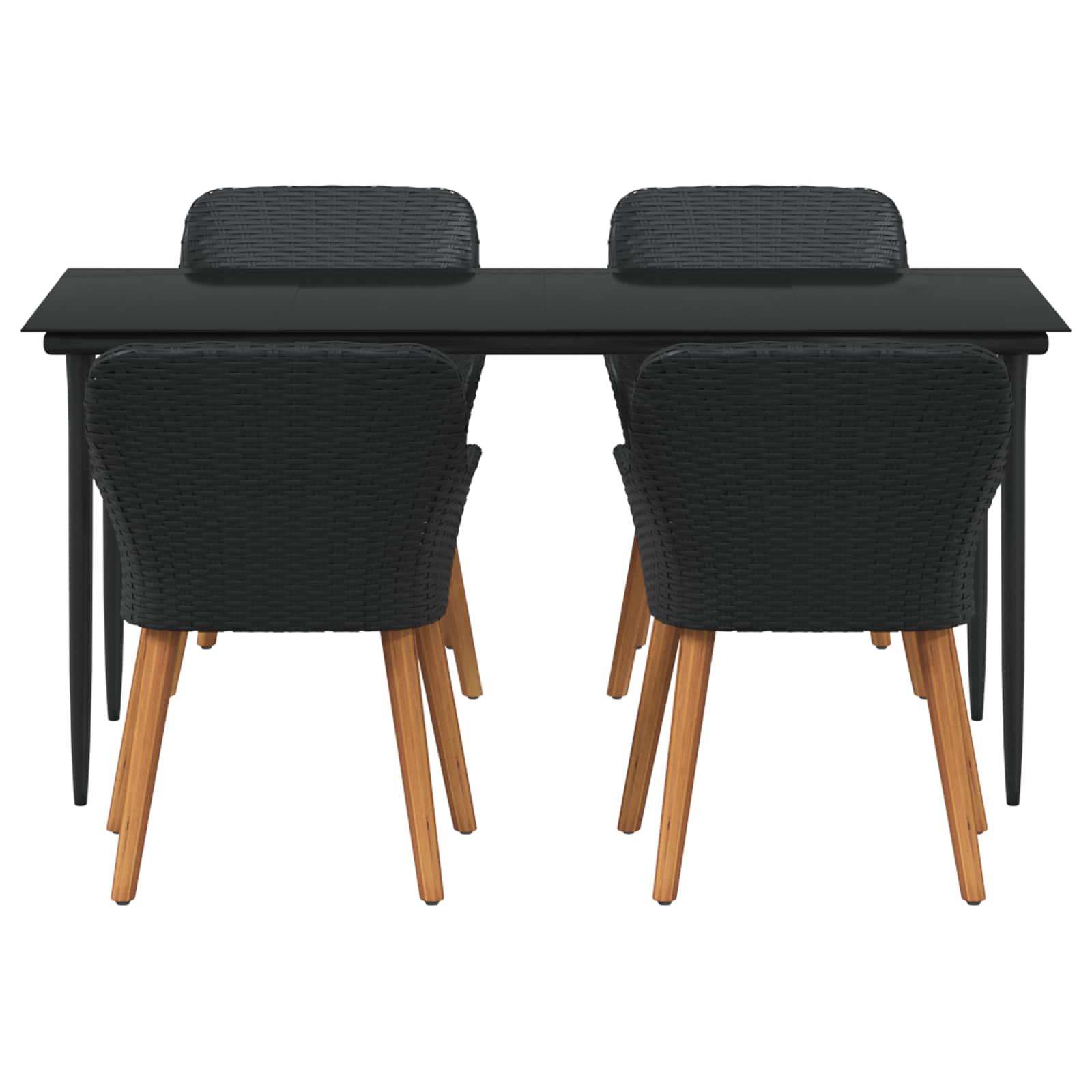 Σέτ φαγητού για κήπο με μαξιλάρι 5 pcs Μαύρο συνθετικό ρατάν