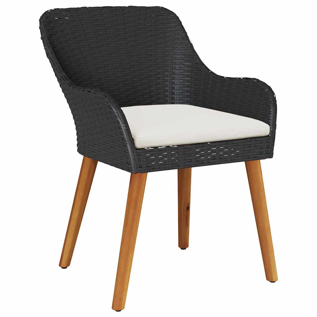 Σέτ φαγητού για κήπο με μαξιλάρι 3 pcs Μαύρο συνθετικό ρατάν