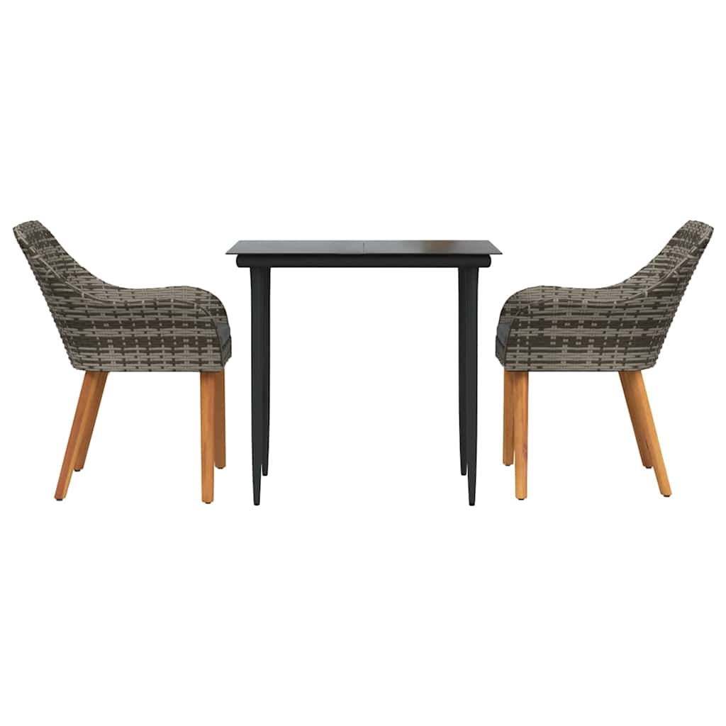 Σέτ φαγητού για κήπο με μαξιλάρι 3 pcs Γκρι συνθετικό ρατάν