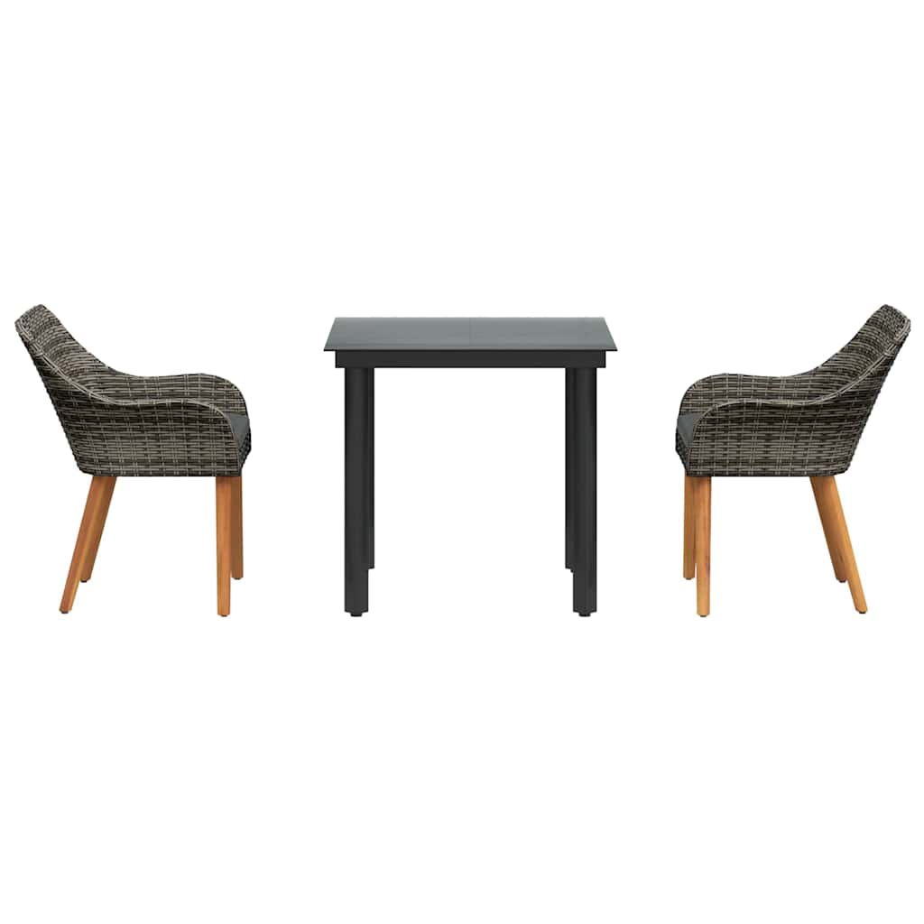 Σέτ φαγητού για κήπο με μαξιλάρι 3 pcs Γκρι συνθετικό ρατάν