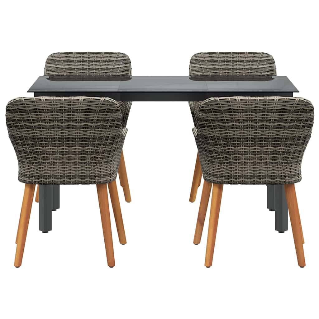 Σέτ φαγητού για κήπο με μαξιλάρι 5 pcs Γκρι συνθετικό ρατάν