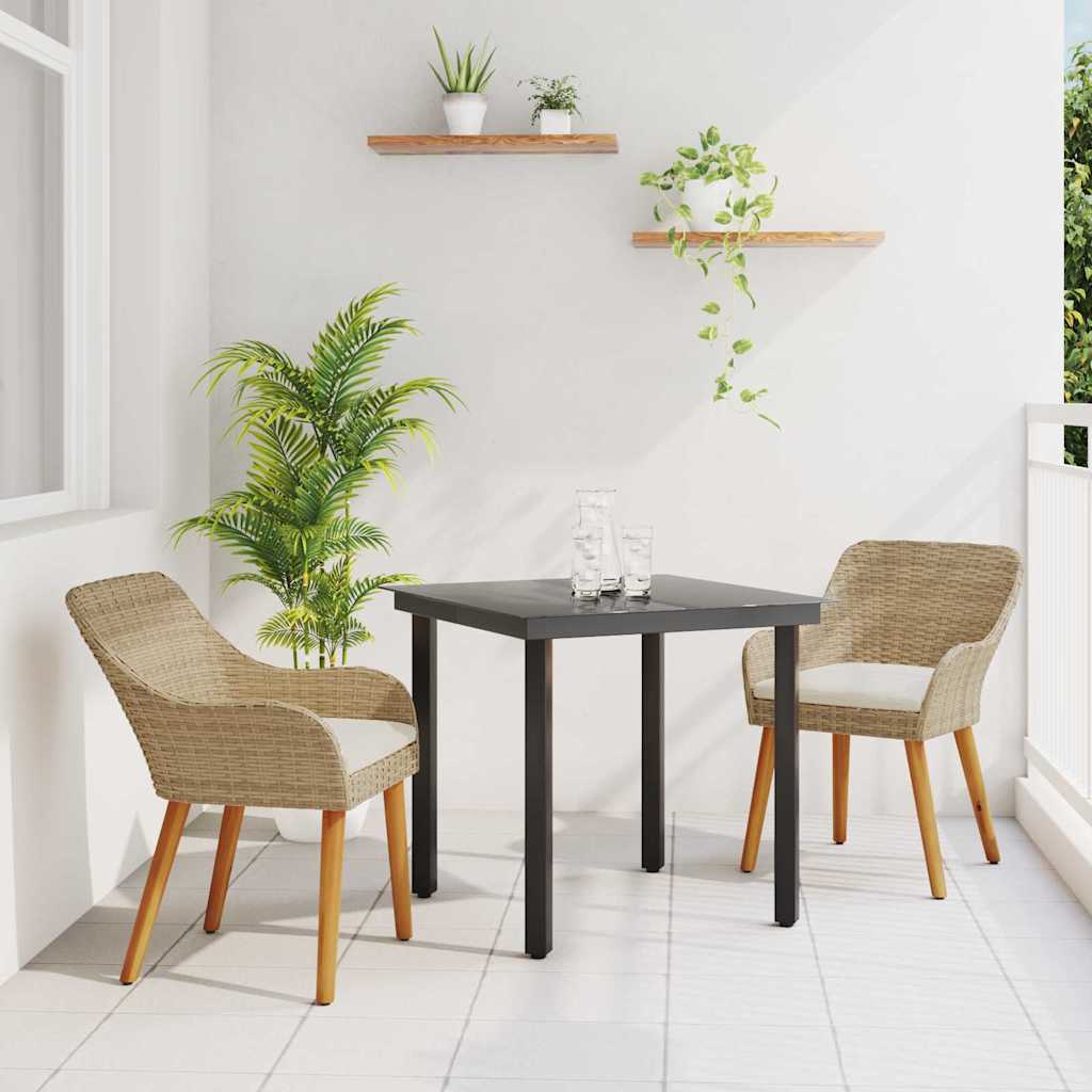 Σέτ φαγητού για κήπο με μαξιλάρι 3 pcs Μπεζ συνθετικό ρατάν