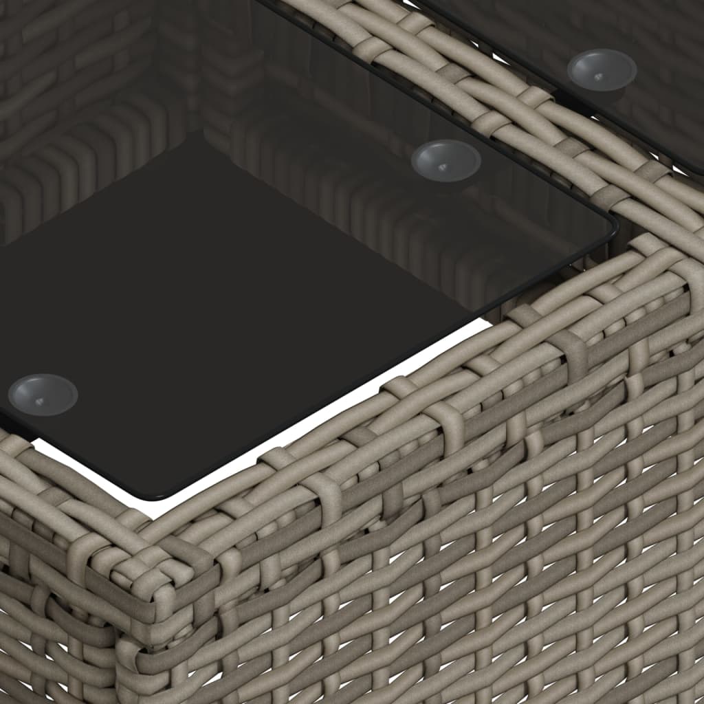 Σαλόνι Κήπου Σετ 2 Τεμαχίων με Μαξιλάρια Γκρι Συνθ.Ρατάν Γυαλί