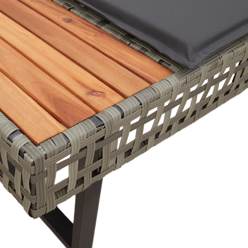 Σαλόνι Κήπου Σετ 2 Τεμαχίων με Μαξιλάρια Γκρι Συνθ.Ρατάν Γυαλί