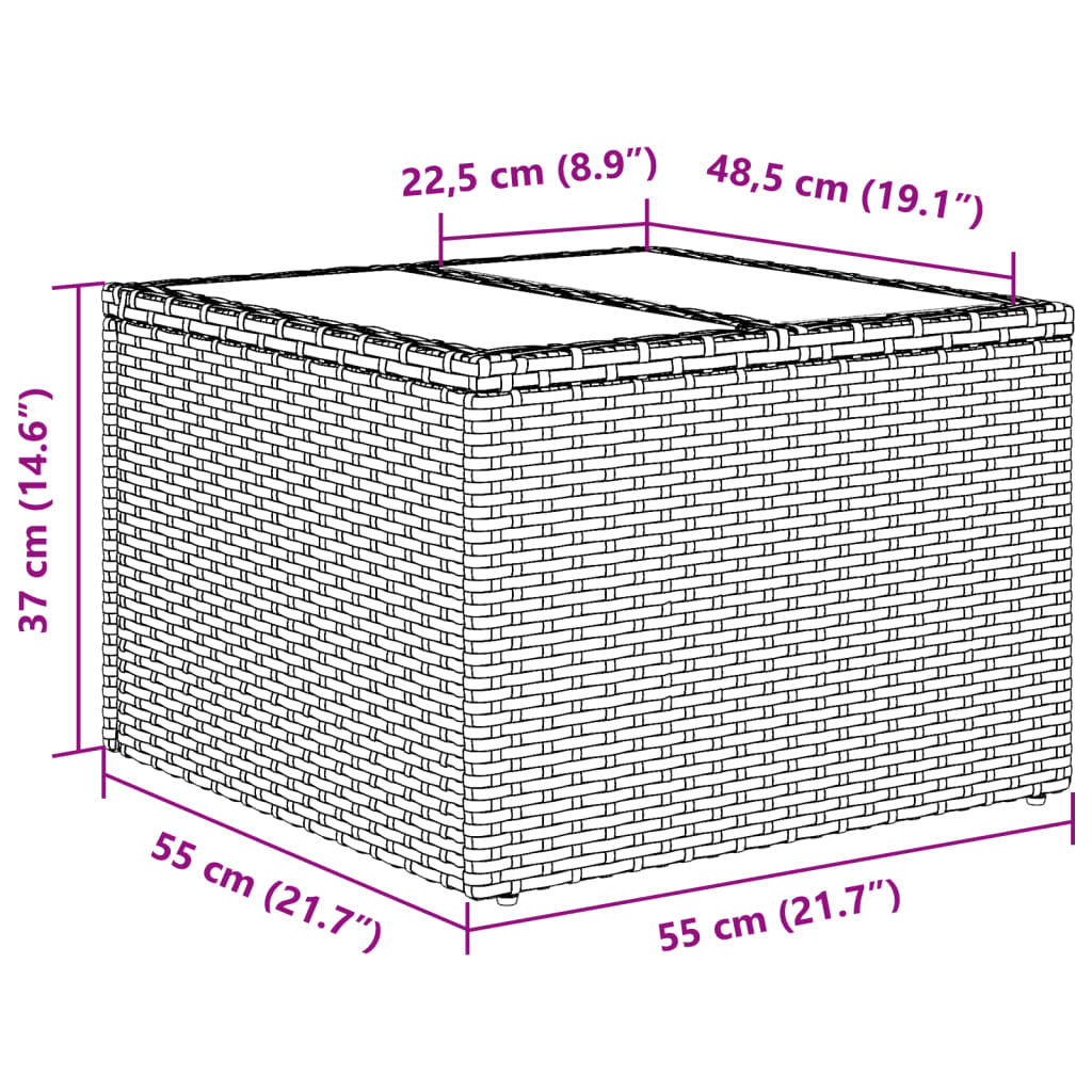 Σαλόνι Κήπου Σετ 2 Τεμαχίων με Μαξιλάρια Γκρι Συνθ.Ρατάν Γυαλί