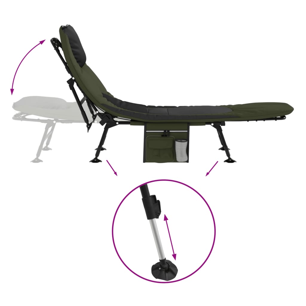 Ξαπλώστρα Ψαρέματος με Ρυθμιζ. Πόδια Λάσπης Πτυσσόμενη Πράσινη