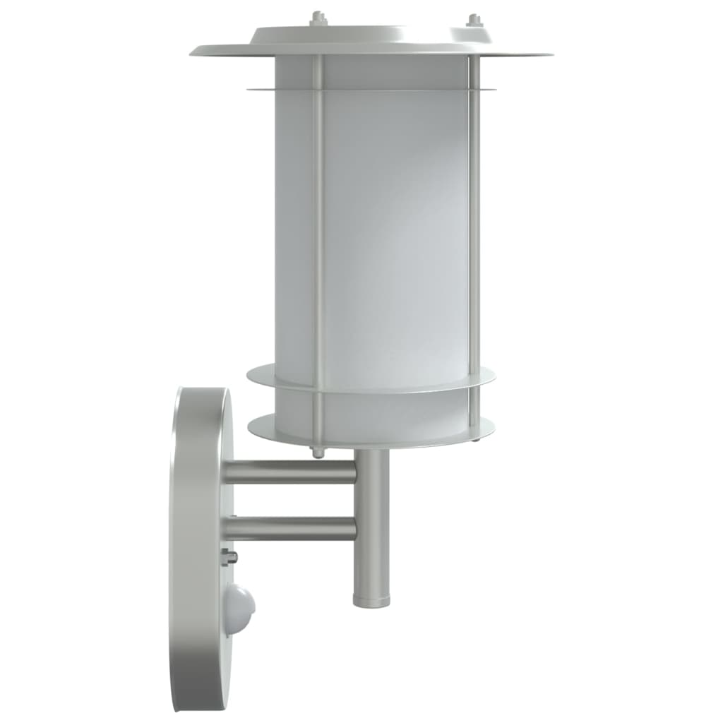 Φωτιστικό Τοίχου Εξωτερ. Χώρου με Αισθητήρα Ασημί Ανοξ. Ατσάλι