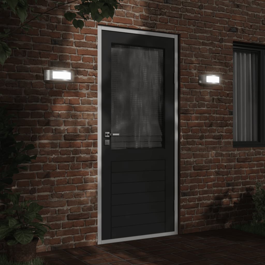 Φωτιστικά Τοίχου Εξωτερ. Χώρου 2 τεμ. Ασημί Ανοξείδωτο Ατσάλι