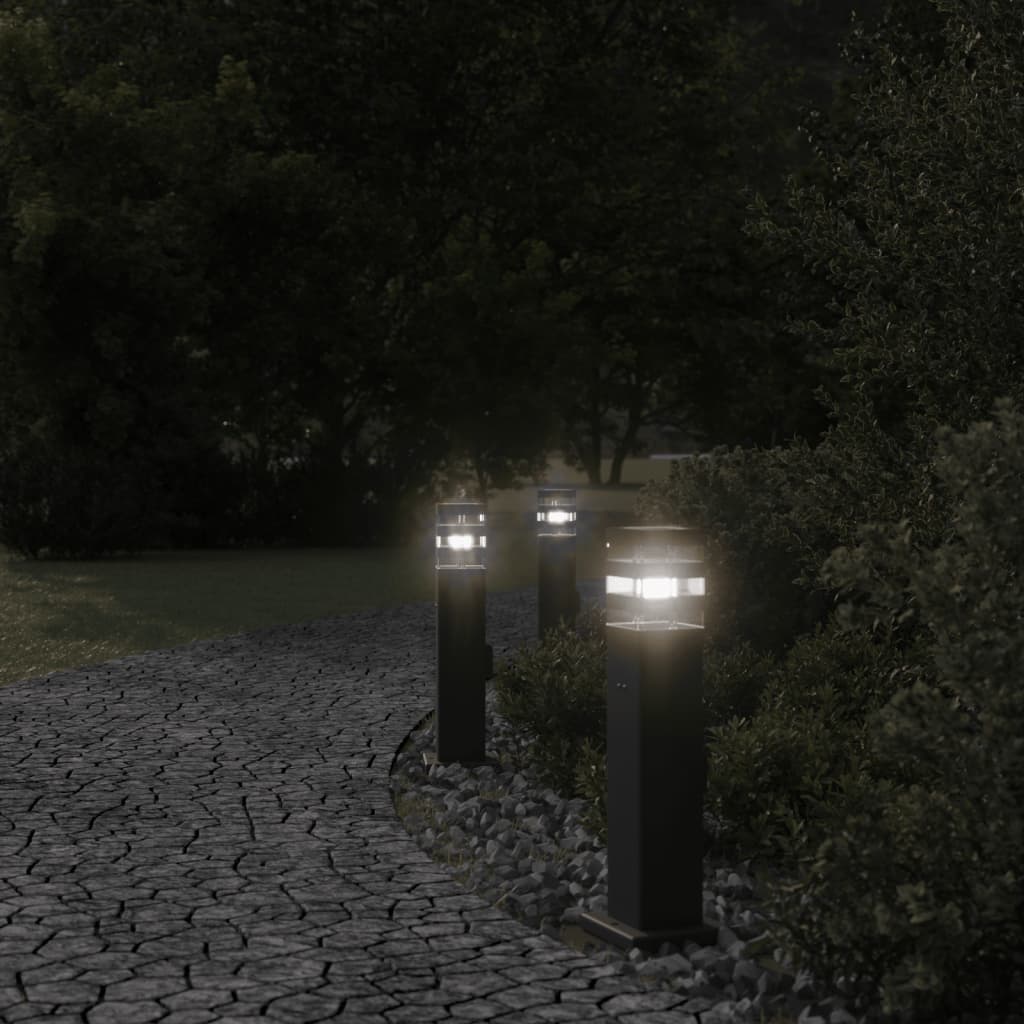 Φωτιστικό Δαπέδου Εξ. Χώρου με Πρίζα Μαύρο 50 εκ. Ανοξ. Ατσάλι - Pakobazaar