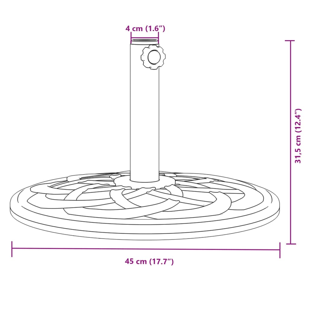 Βάση Ομπρέλας Ασημί για Ιστό Ø38/48 χιλ. 12 κ. Γρανίτη - Pakobazaar