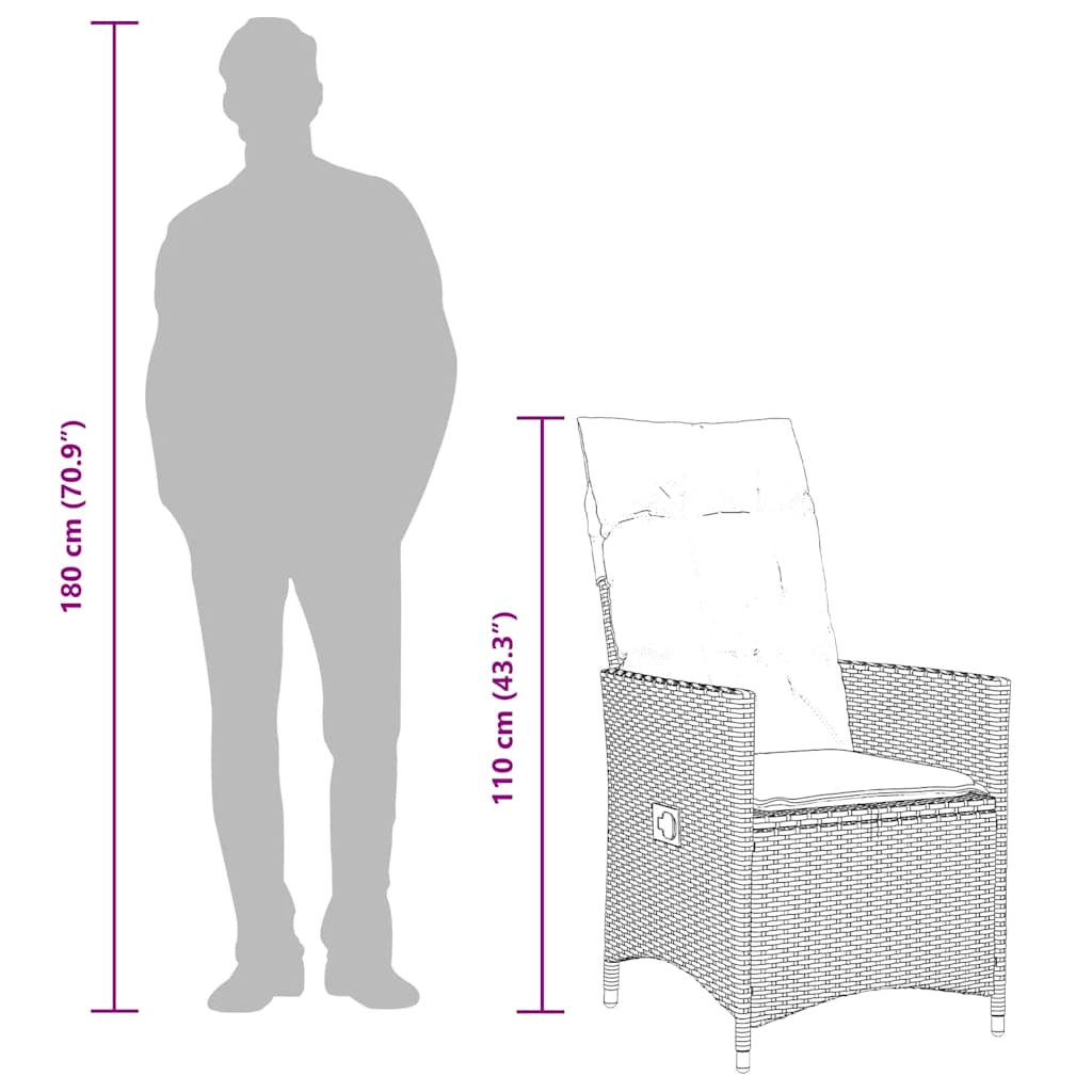 Σετ Τραπεζαρίας Κήπου 7 Τεμ. Μαύρο Συνθετικό Ρατάν με Μαξιλάρια