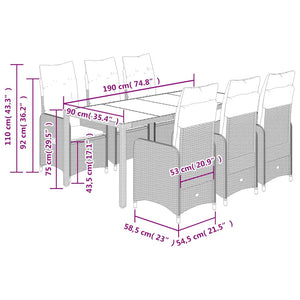 Σετ Επίπλων Bistro Κήπου 7 τεμ Μαύρο Συνθετ. Ρατάν με Μαξιλάρια