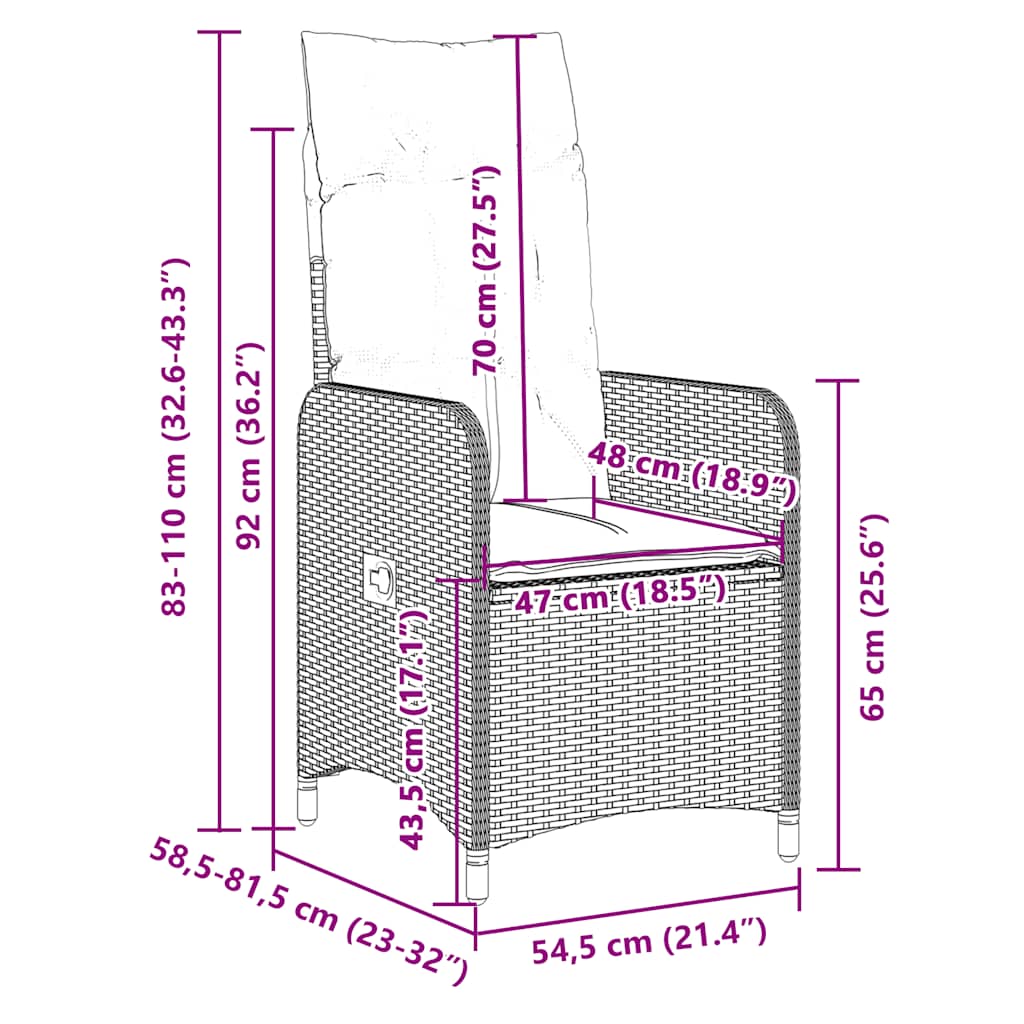 Σετ Επίπλων Μπιστρό Κήπου 9 τεμ. Καφέ Συνθ. Ρατάν με Μαξιλάρια