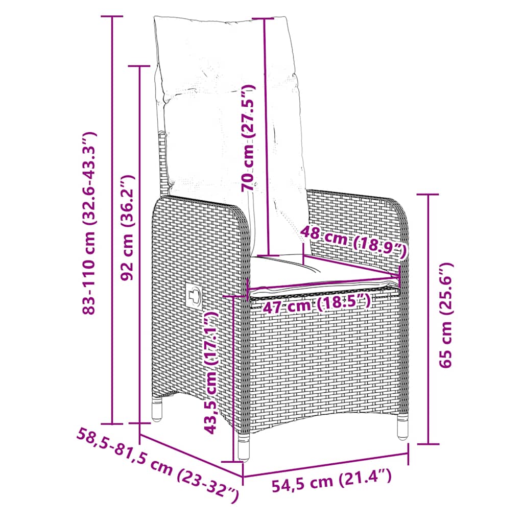 Σετ Επίπλων Μπιστρό Κήπου 9 τεμ. Καφέ Συνθ. Ρατάν με Μαξιλάρια