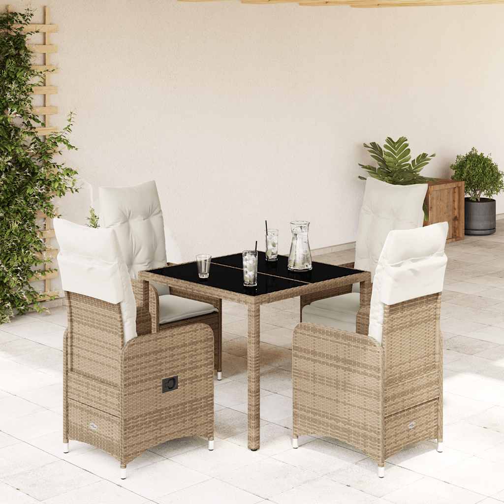 Σετ Επίπλων Bistro Κήπου 5 τεμ. Μπεζ Συνθετ. Ρατάν με Μαξιλάρια