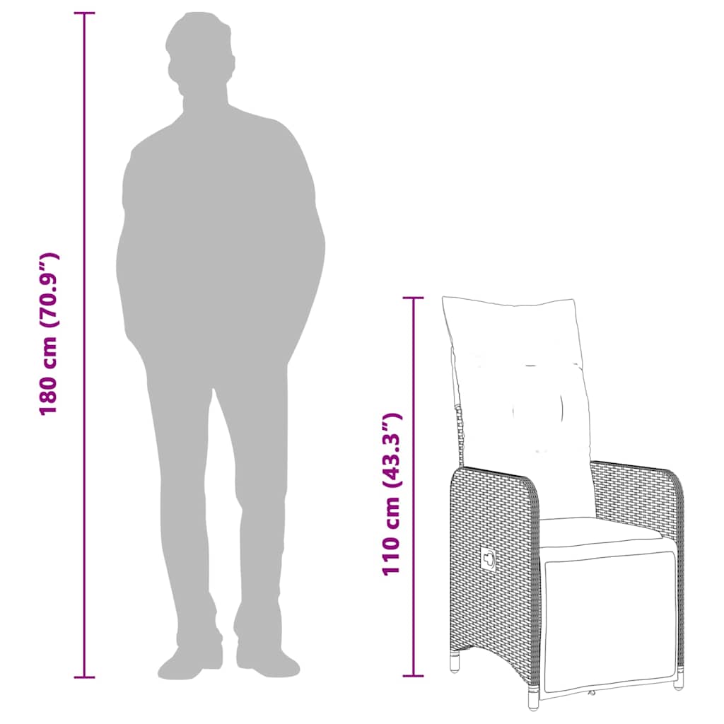 Σετ Επίπλων Bistro Κήπου 9 τεμ Μαύρο Συνθετ. Ρατάν με Μαξιλάρια