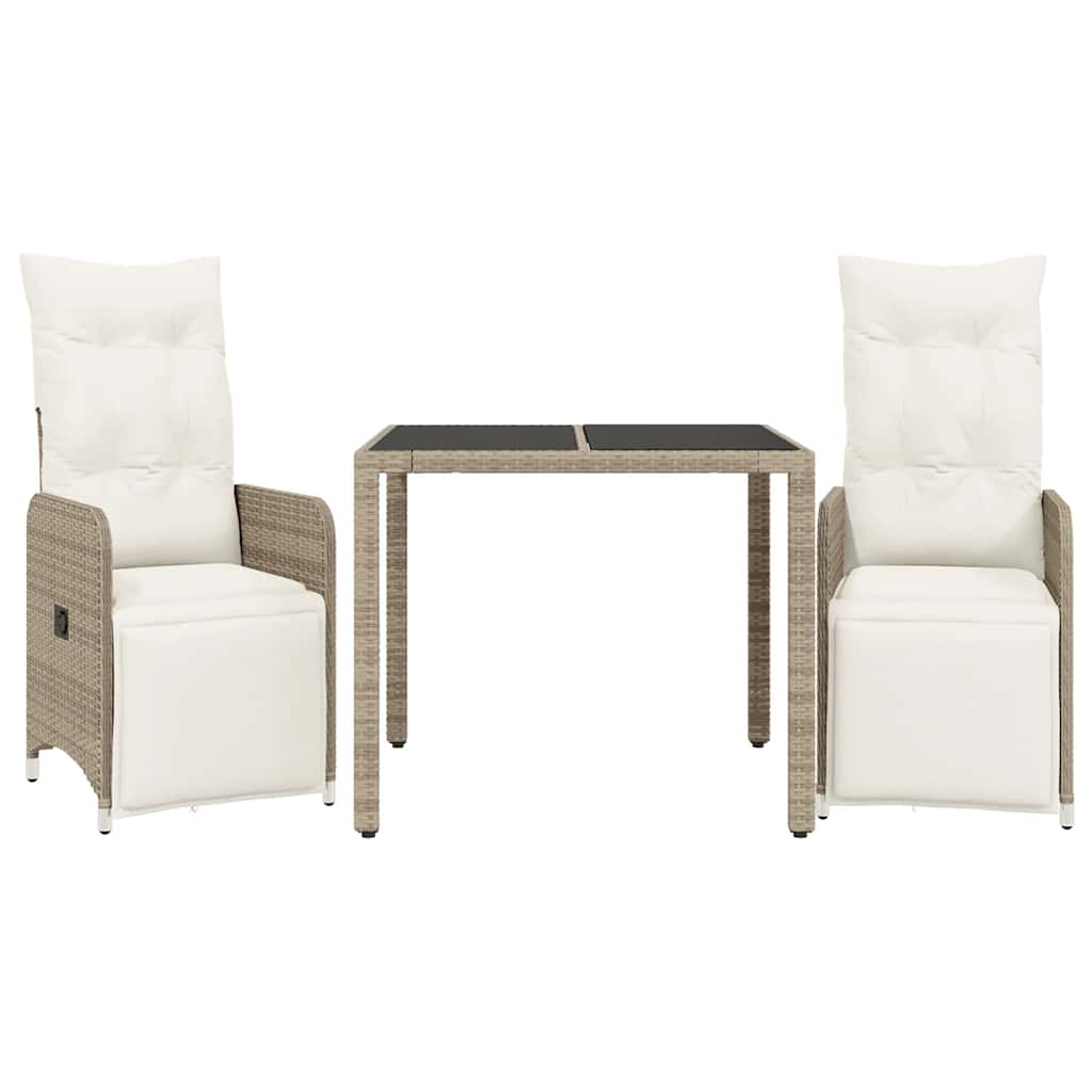 Σετ Επίπλων Μπιστρό Κήπου 3 τεμ. Καφέ Συνθ. Ρατάν με Μαξιλάρια