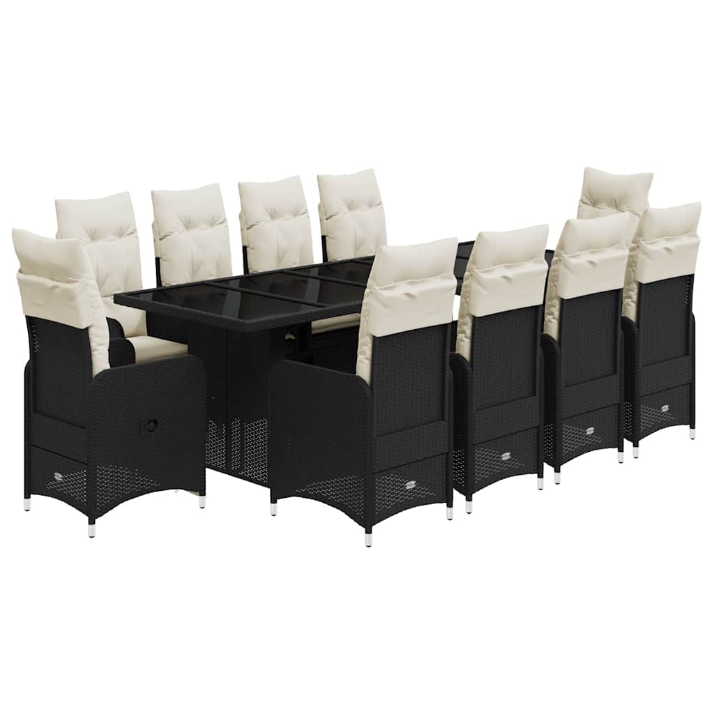 Σετ Επίπλων Bistro Κήπου 11τεμ Μαύρο Συνθετ. Ρατάν με Μαξιλάρια