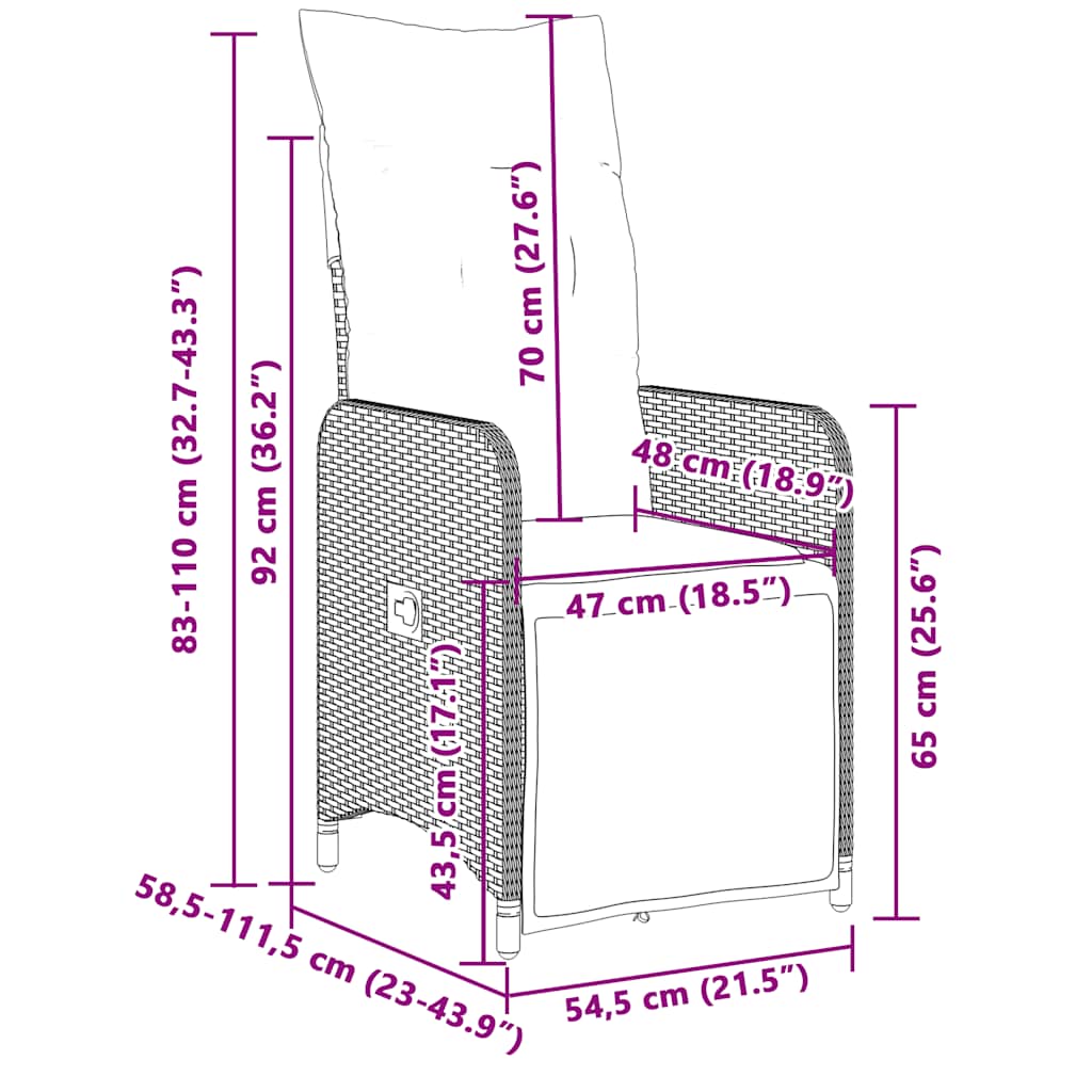 Σετ Επίπλων Bistro Κήπου 9 τεμ. Μπεζ Συνθετ. Ρατάν με Μαξιλάρια
