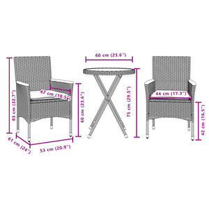 Σετ Επίπλων Bistro 3τεμ. Γκρι Συνθ. Ρατάν/Ακακία + Μαξιλάρια