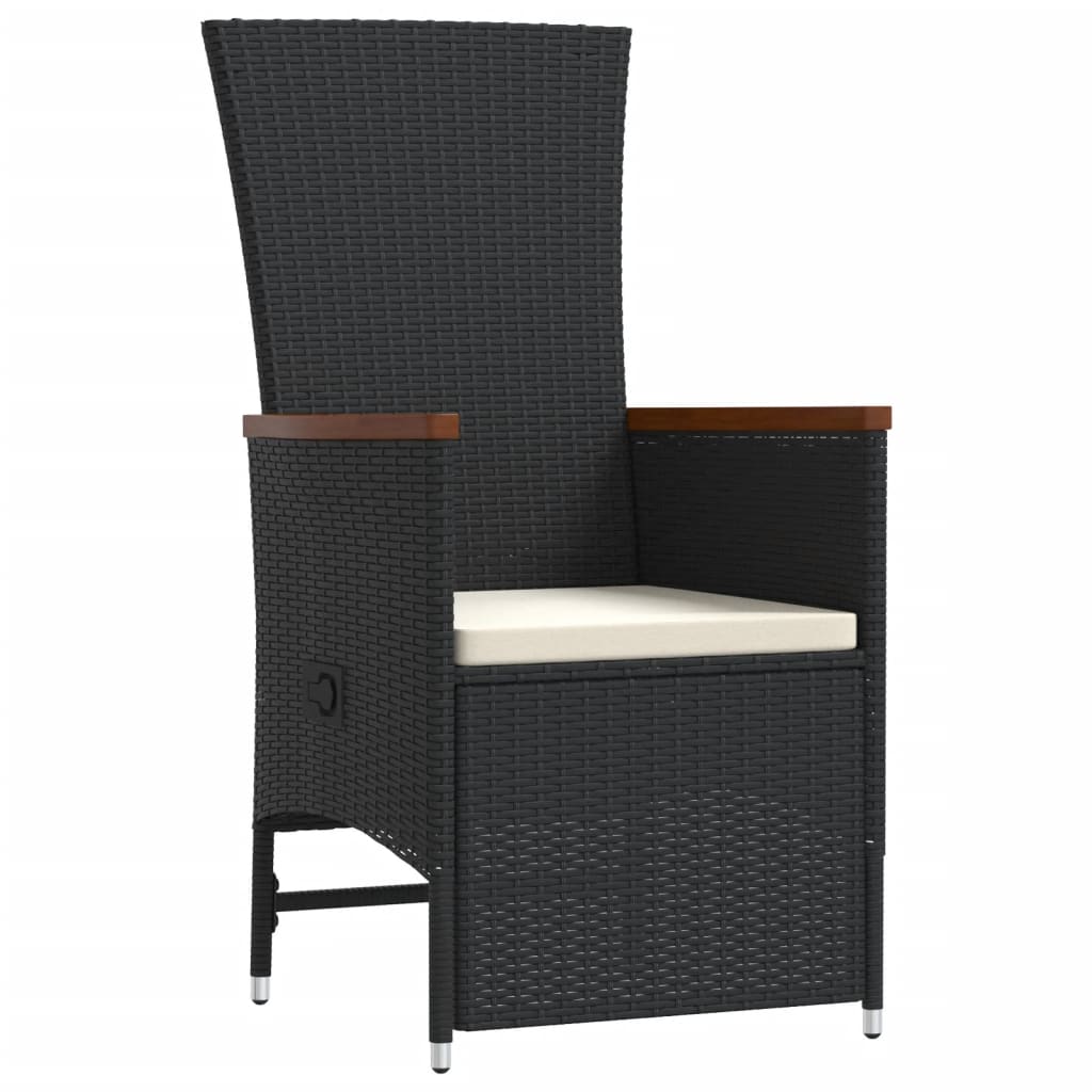 Σετ Τραπεζαρίας Κήπου 9 τεμ Μαύρο από Συνθ. Ρατάν με Μαξιλάρια