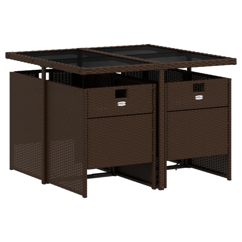 Σετ Τραπεζαρίας Κήπου 5 Τεμαχίων Καφέ Συνθ. Ρατάν με Μαξιλάρια