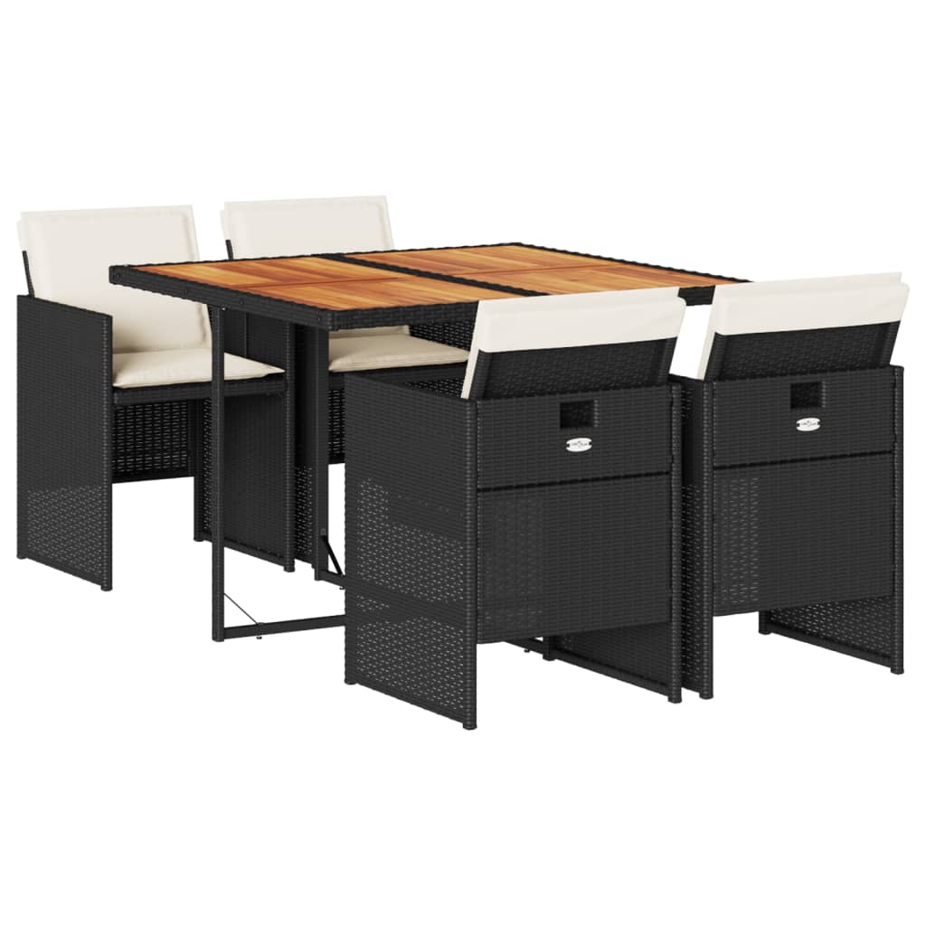 Σετ Τραπεζαρίας Κήπου 5 Τεμαχίων Μαύρο Συνθ. Ρατάν με Μαξιλάρια