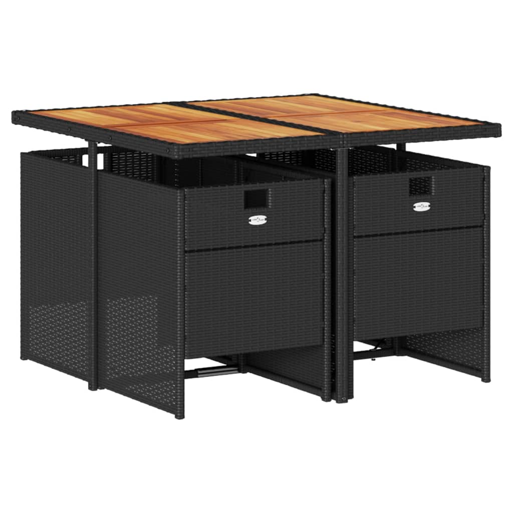 Σετ Τραπεζαρίας Κήπου 5 Τεμαχίων Μαύρο Συνθ. Ρατάν με Μαξιλάρια