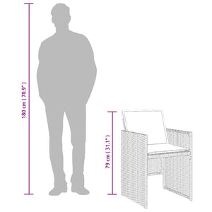 Σετ Τραπεζαρίας Κήπου 9 τεμ Μαύρο από Συνθ. Ρατάν με Μαξιλάρια
