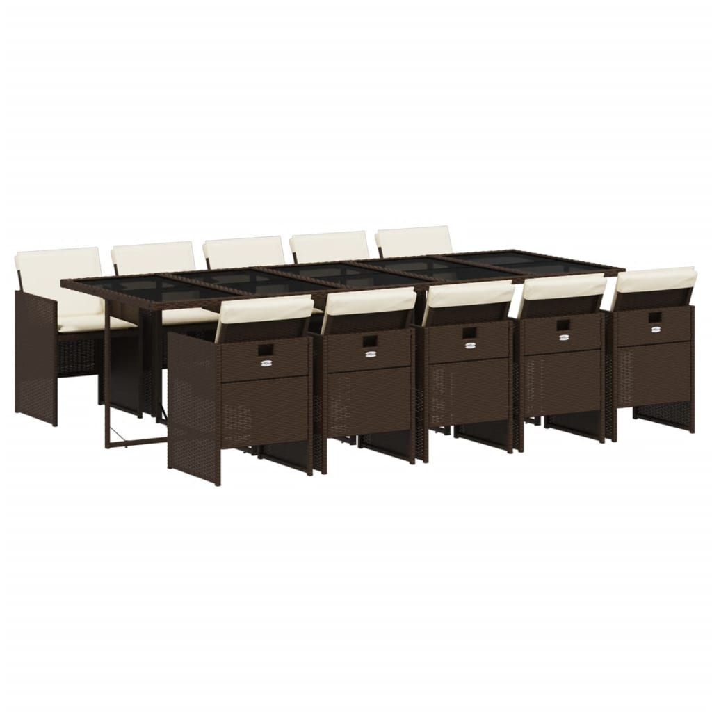 Σετ Τραπεζαρίας Κήπου 11 τεμ. Καφέ Συνθετικό Ρατάν με Μαξιλάρια