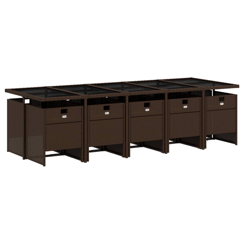 Σετ Τραπεζαρίας Κήπου 11 τεμ. Καφέ Συνθετικό Ρατάν με Μαξιλάρια