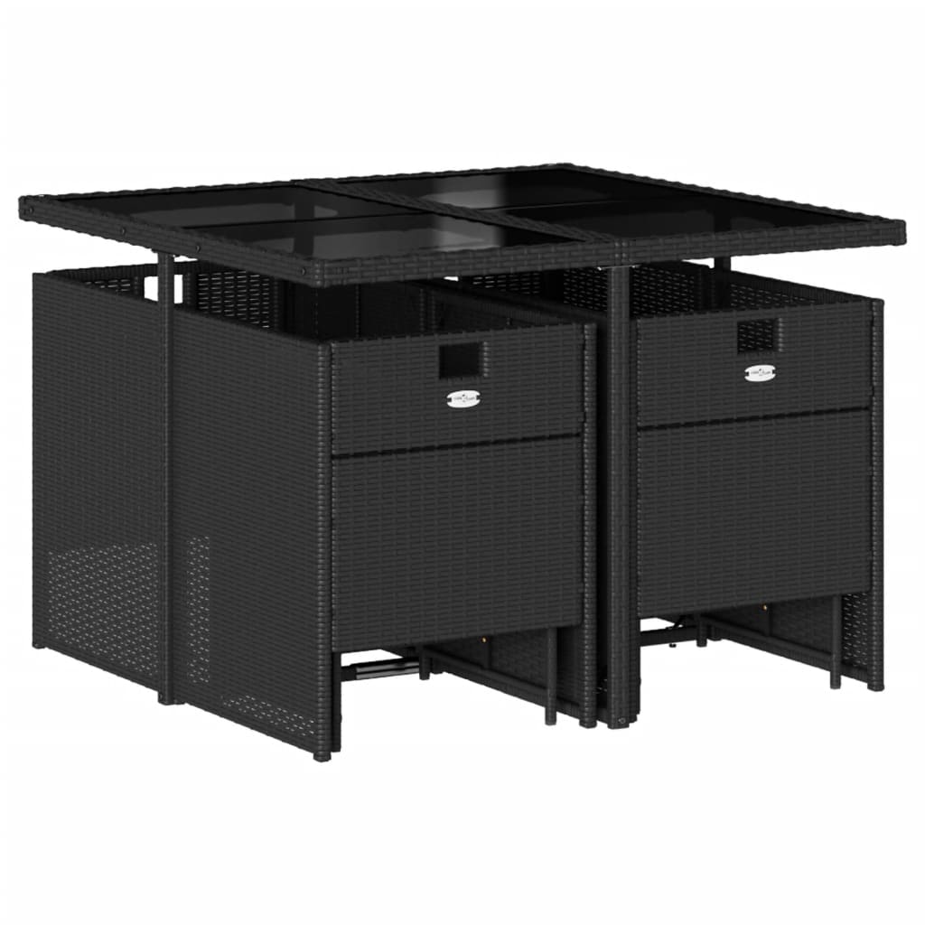 Σετ Τραπεζαρίας Κήπου 9 τεμ Μαύρο από Συνθ. Ρατάν με Μαξιλάρια