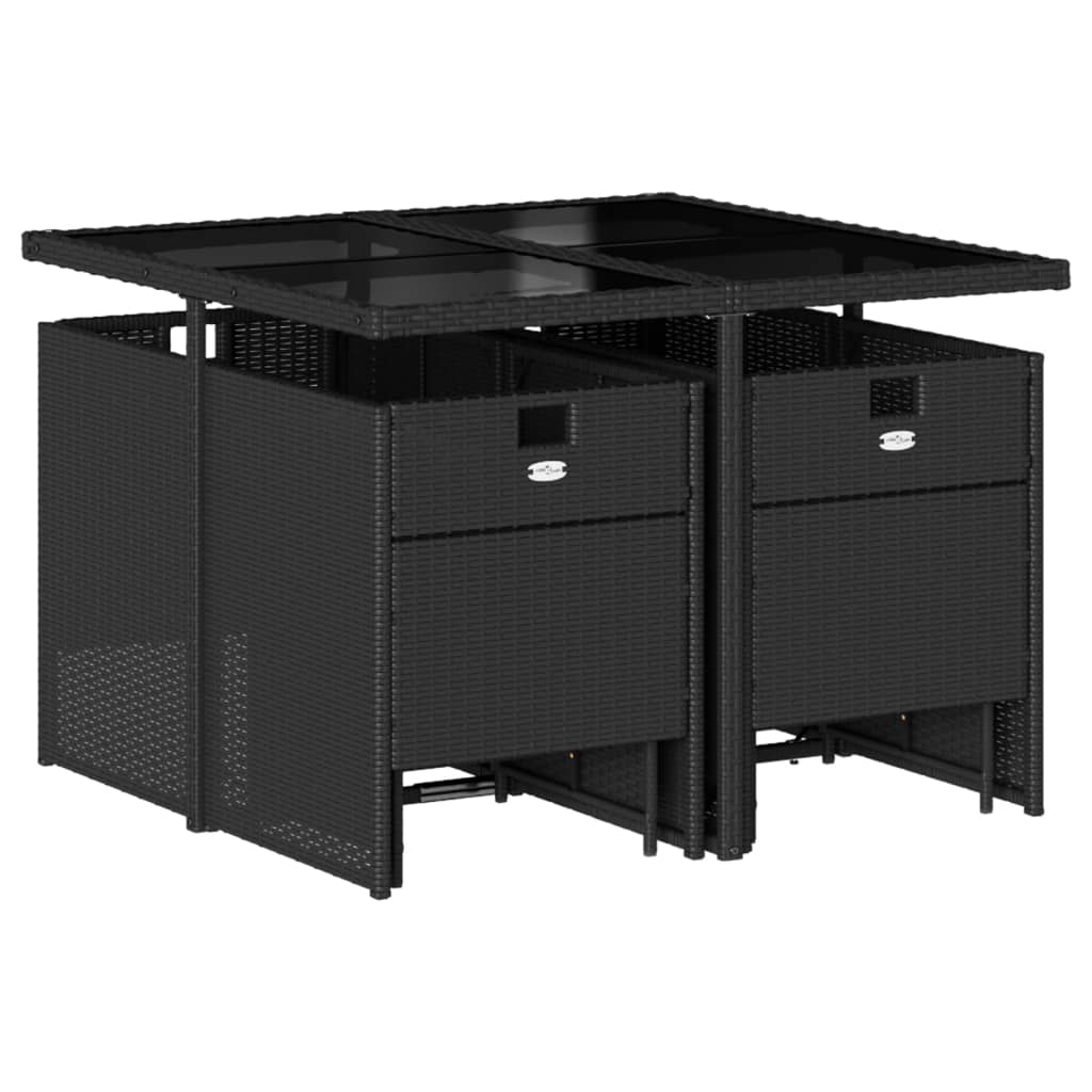 Σετ Τραπεζαρίας Κήπου 9 τεμ Μαύρο από Συνθ. Ρατάν με Μαξιλάρια