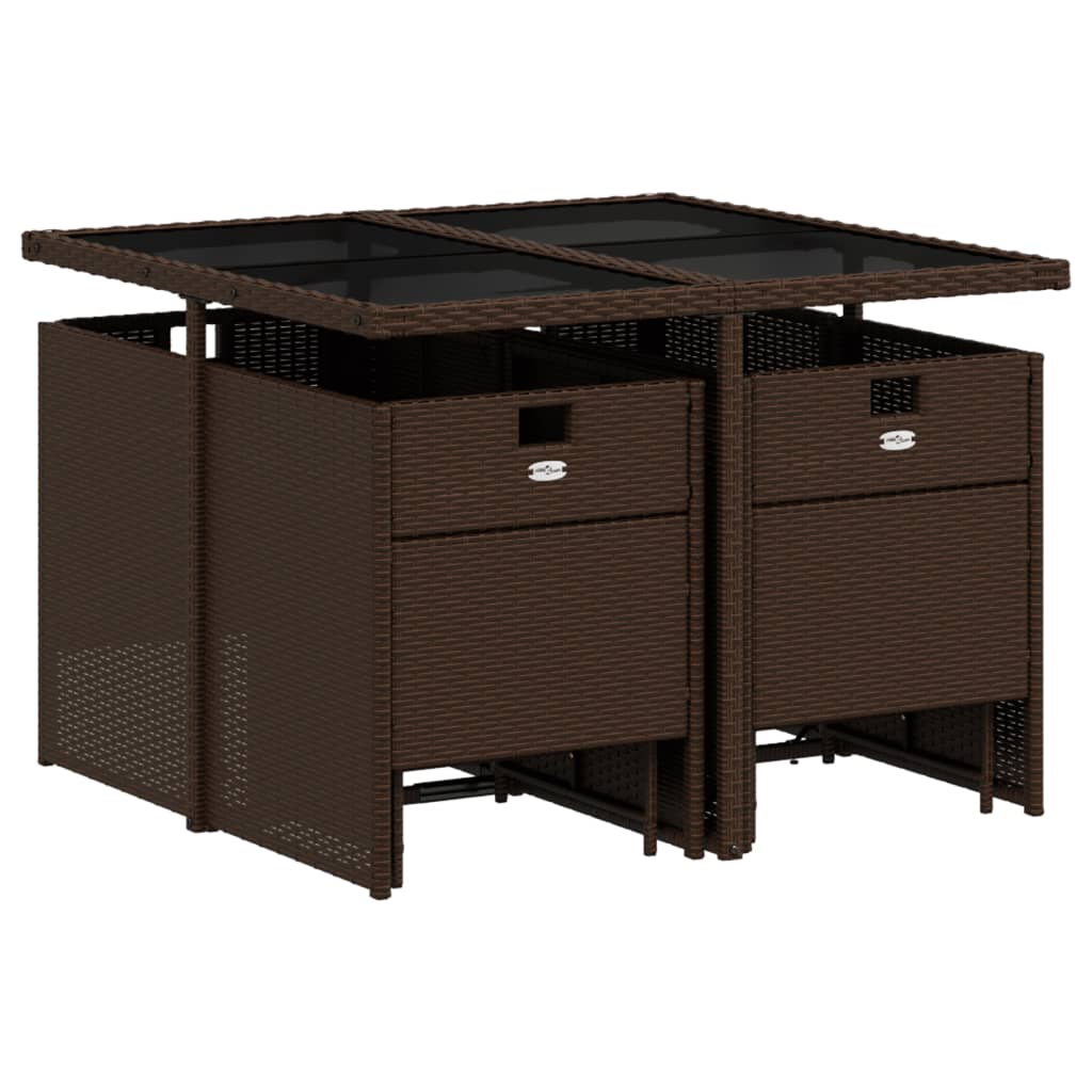 Σετ Τραπεζαρίας Κήπου 9 τεμ. Καφέ Συνθετικό Ρατάν με Μαξιλάρια