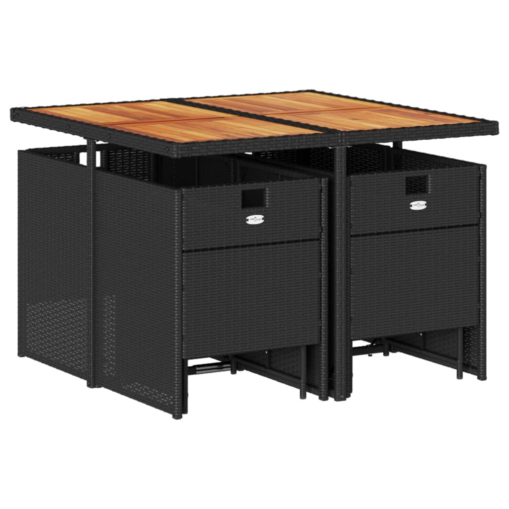 Σετ Τραπεζαρίας Κήπου 9 τεμ Μαύρο από Συνθ. Ρατάν με Μαξιλάρια