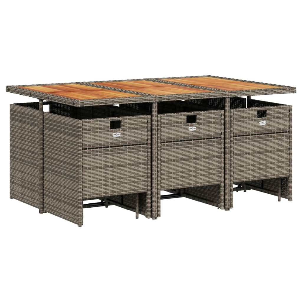 Σετ Τραπεζαρίας Κήπου 11 Τεμαχίων Γκρι Συνθ. Ρατάν με Μαξιλάρια