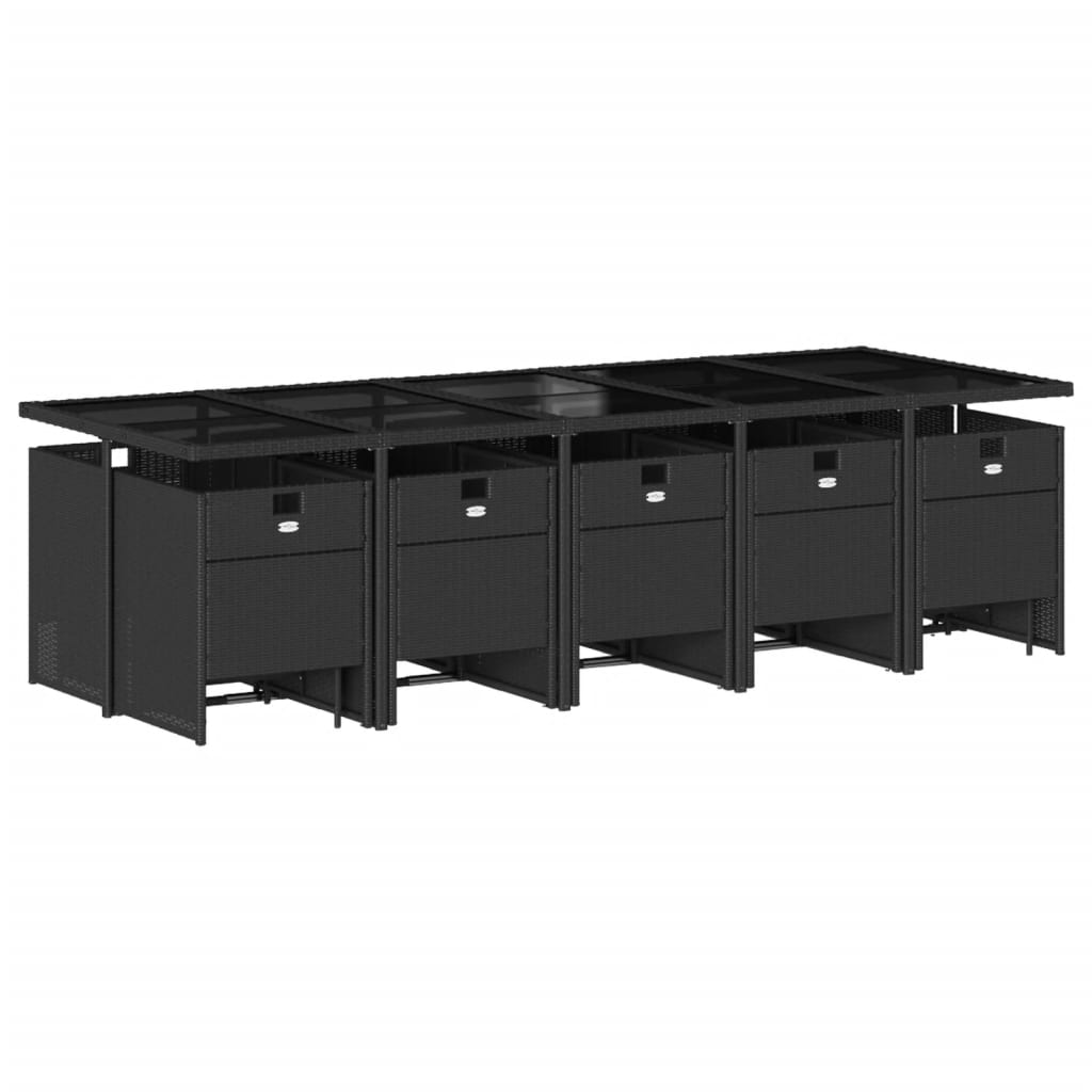 Σετ Τραπεζαρίας Κήπου 15 τεμ Μαύρο από Συνθ. Ρατάν με Μαξιλάρια