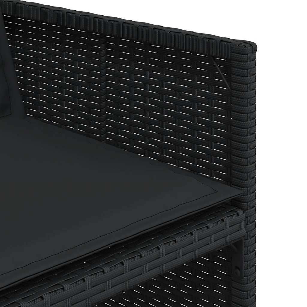 Σετ Τραπεζαρίας Κήπου 11 τεμ Μαύρο από Συνθ. Ρατάν με Μαξιλάρια