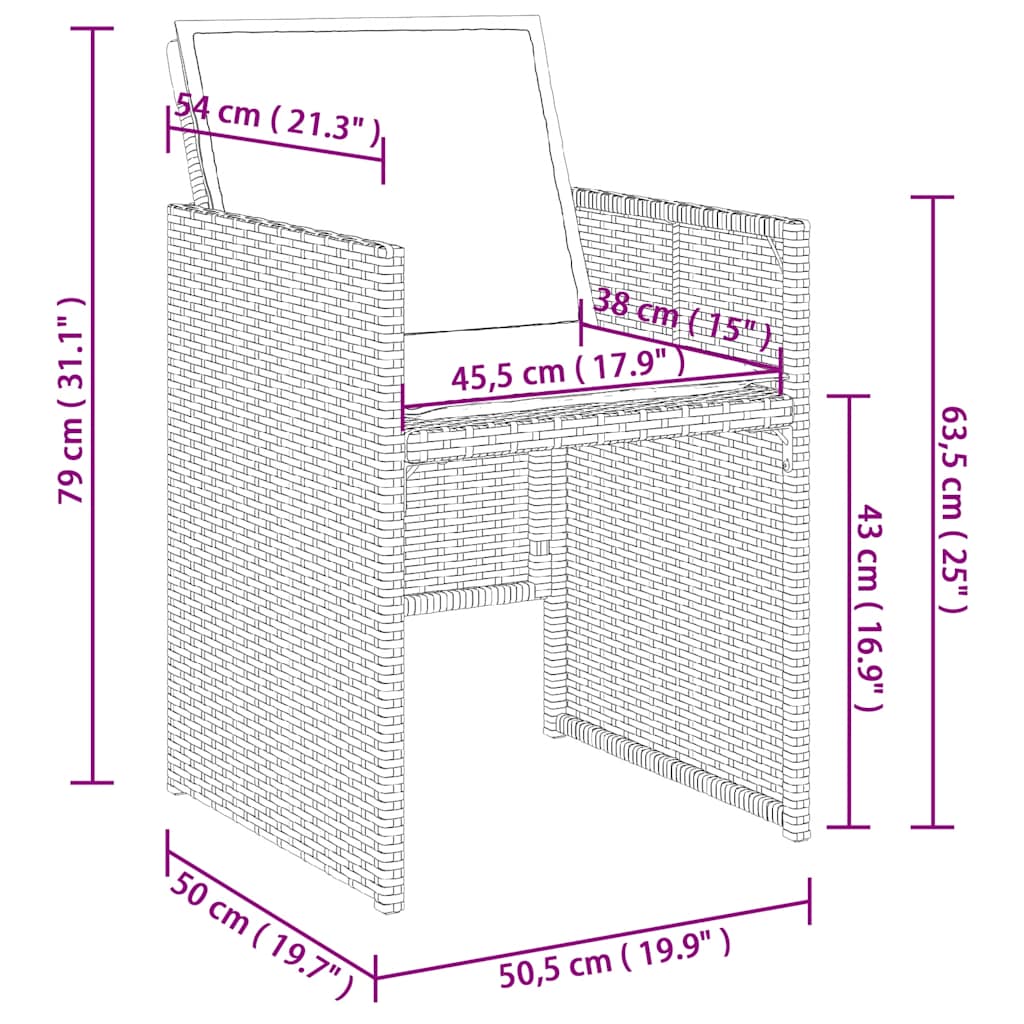 Σετ Τραπεζαρίας Κήπου 13 τεμ. Καφέ από Συνθ. Ρατάν με Μαξιλάρια