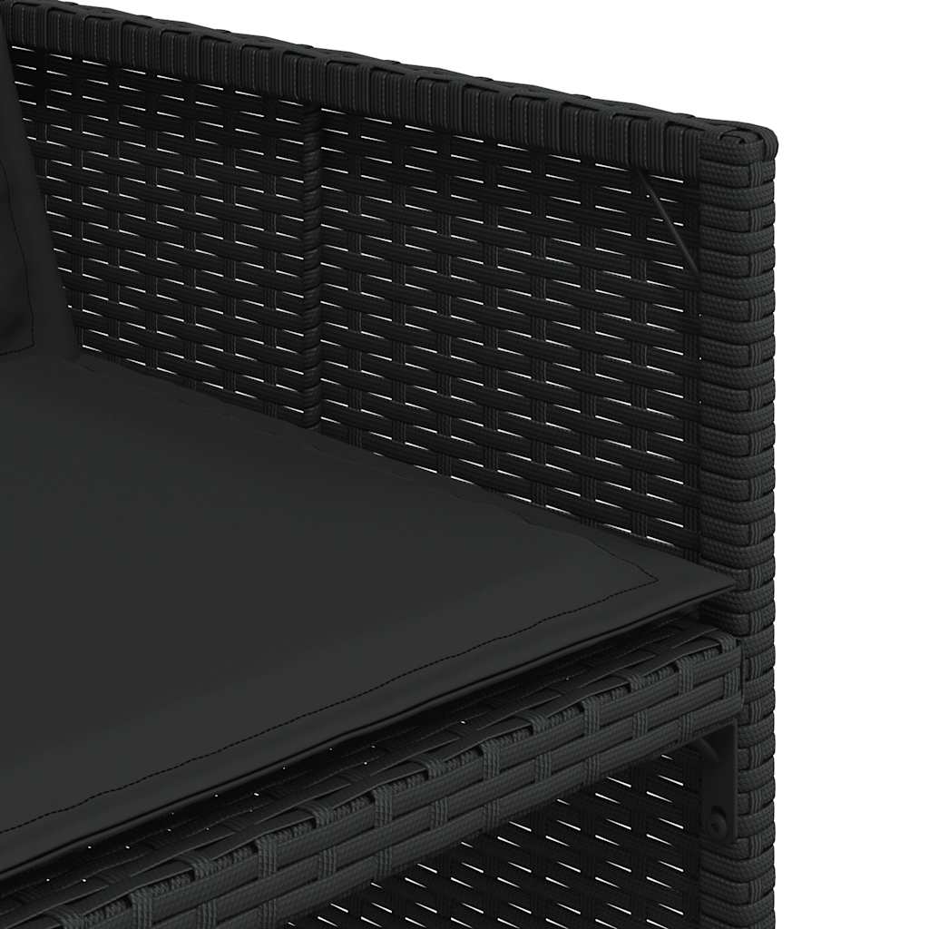 Σετ Τραπεζαρίας Κήπου 15 τεμ Μαύρο από Συνθ. Ρατάν με Μαξιλάρια