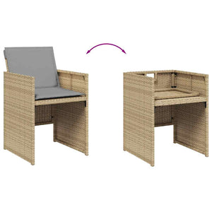 Σετ Τραπεζαρίας Κήπου 15τεμ. Μικτό Μπεζ Συνθ. Ρατάν & Μαξιλάρια